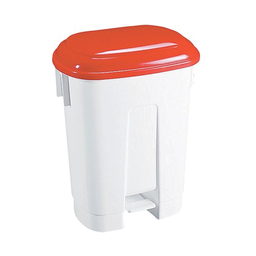 DERBY 30 LITRE WHITE/RED PLASTIC PEDAL BIN 348021