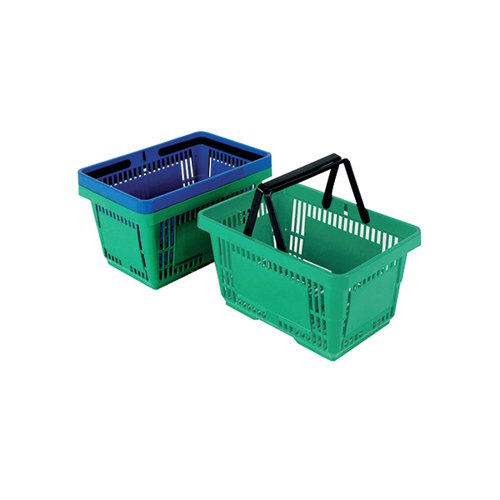 PLASTIC SHOPPING BASKET GREEN (12 PACK) 370767