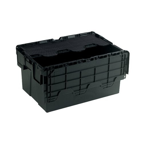 BLACK ATTACHED LID CONTAINER 54L 375814