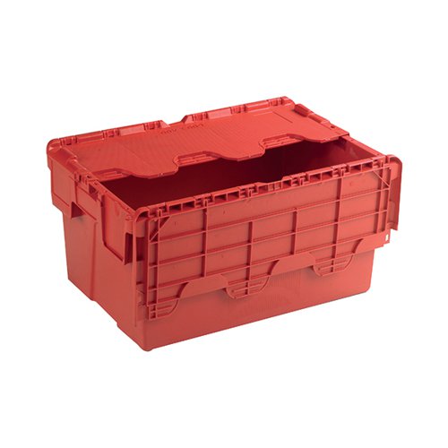 RED ATTACHED LID CONTAINER 54L 375816