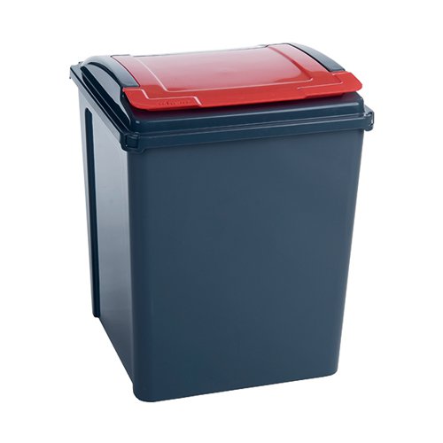 VFM RECYCLING BIN WITH LID 50 LITRE RED 384289
