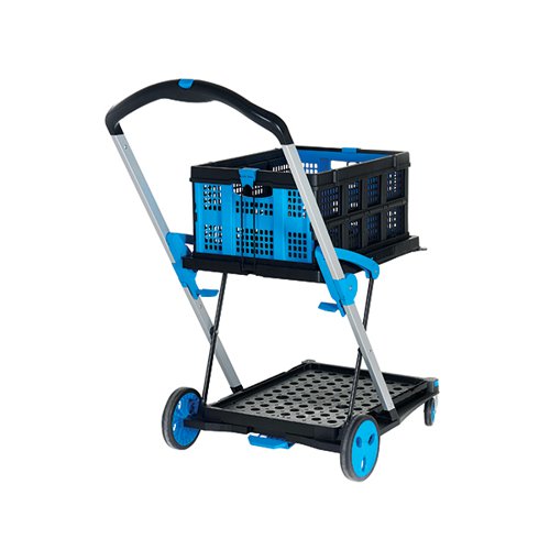 LARGE FOLDING TROLLEY WITH FOLDING BOX BLACK/BLUE 415149
