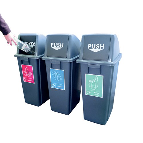 VFM SLIM RECYCLING BINS WITH RANGE OF STICKERS (SET OF 3) 41