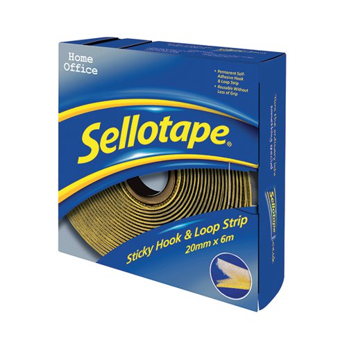 SELLOTAPE STICKY HOOK AND LOOP STRIP 20MMX6M 1445180