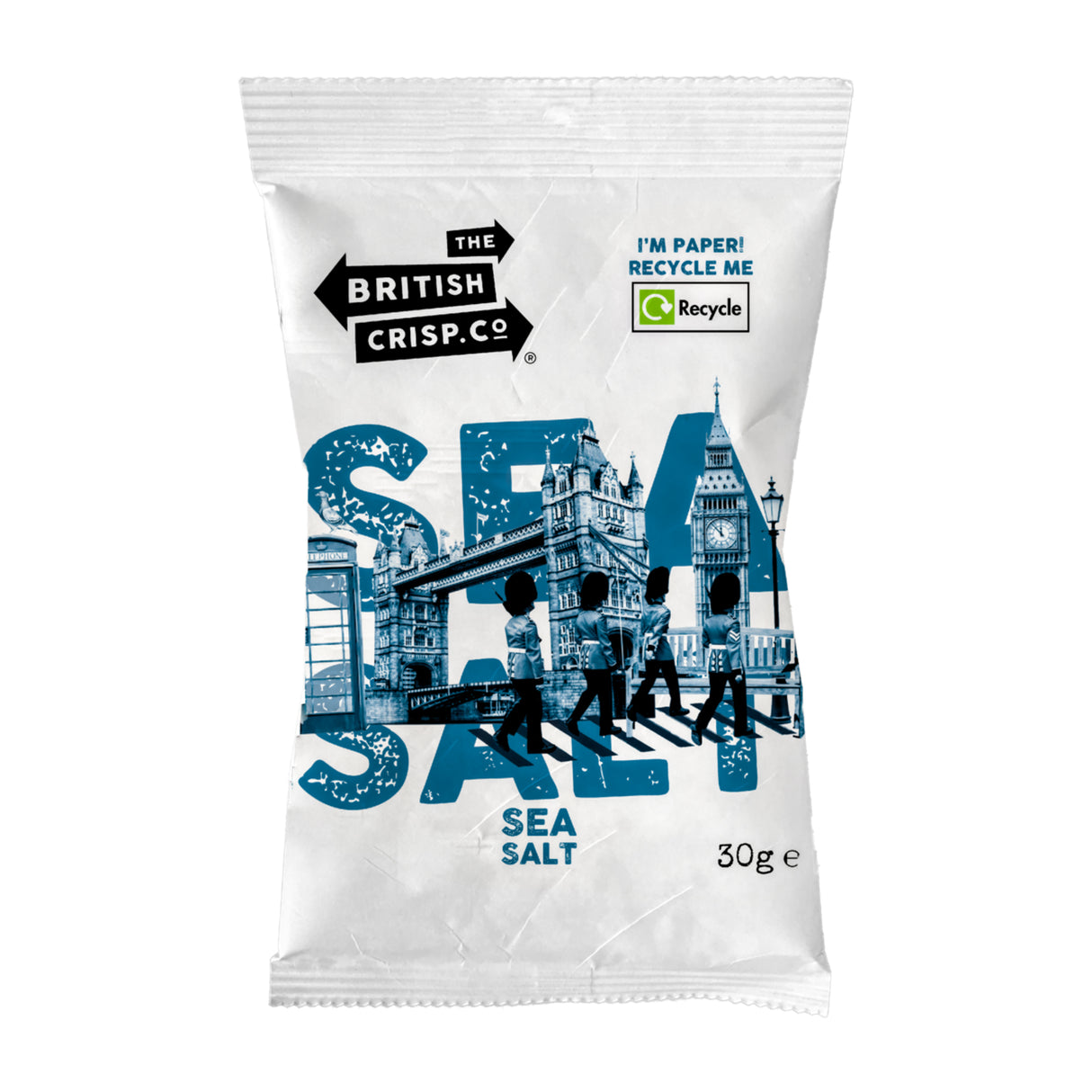 THE BRITISH CRISP CO SEA SALT PAPER BAG CRISPS (30g) x 24