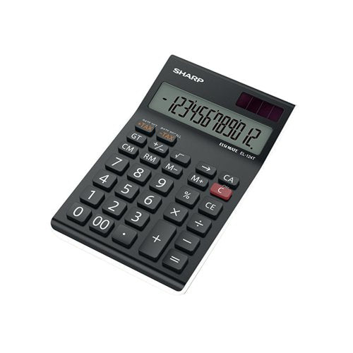 SHARP BLACK EL-124AT DESKTOP CALCULATOR (FOUR KEY MEMORY STO