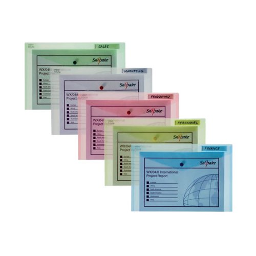 SNOPAKE POLYFILE CLASSIC FOOLSCAP ASSORTED (PACK OF 5) 10087
