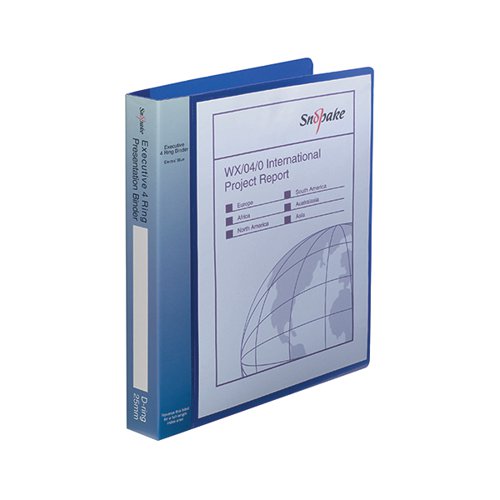 SNOPAKE EXECUTIVE PRESENTATION 4D-RING BINDER A4 ELECTRA BLU