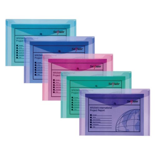 SNOPAKE POLYFILE ELECTRA FOOLSCAP + ASSORTED (PACK OF 5) 100