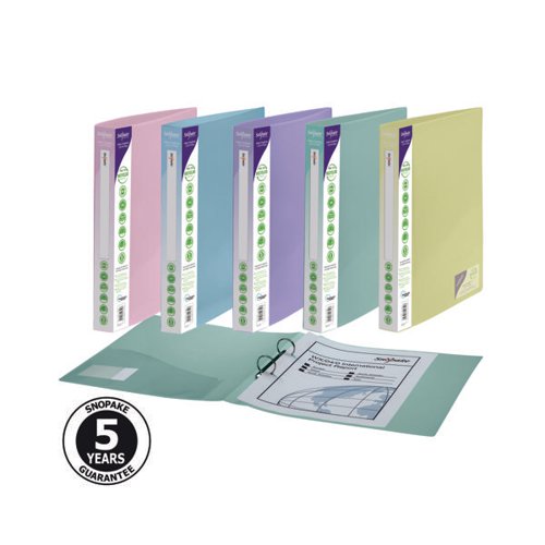 SNOPAKE REBORN 2/25 A4 RING BINDER ASSORTED (PACK OF 5) 1591