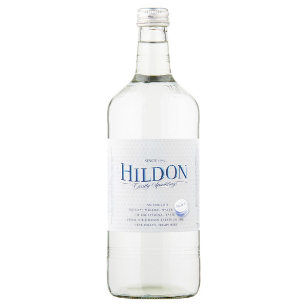 HILDON MINERAL WATER SPARKLING - CLEAR GLASS BOTTLES (750ml) x 12