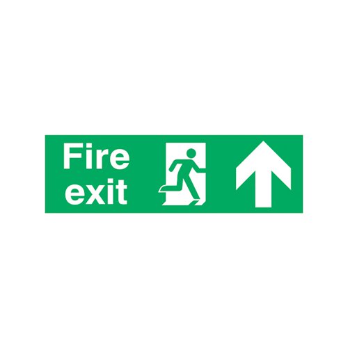SAFETY SIGN FIRE EXIT RUNNING MAN ARROW UP 150X450MM PVC FX0