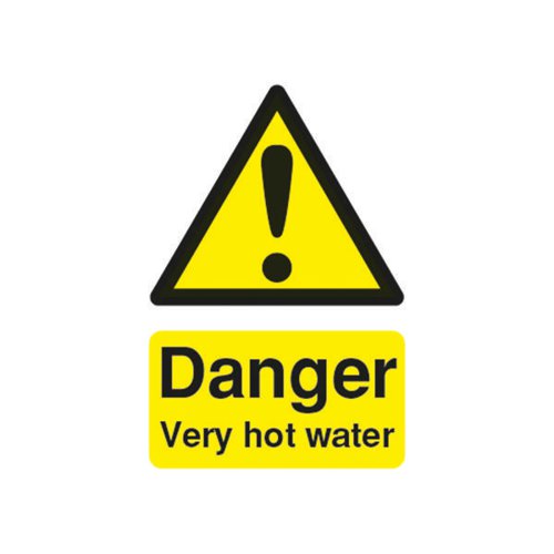 SAFETY SIGN DANGER VERY HOT WATER 75X50MM PVC HA17343R