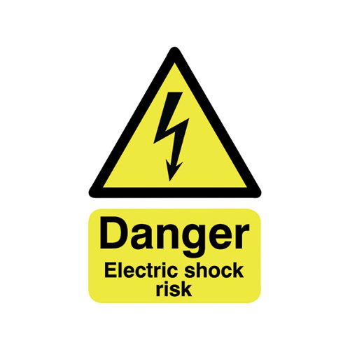 SAFETY SIGN DANGER ELECTRIC SHOCK RISK A5 SELF-ADHESIVE HA10