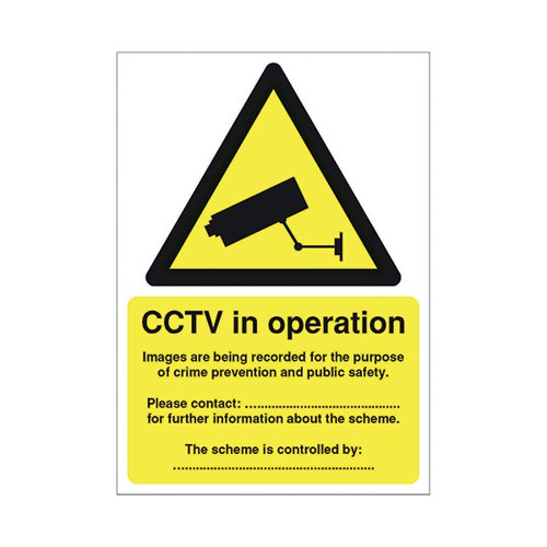 WARNING SIGN DATA PROTECTION ACT COMPLIANT SELF-ADHESIVE SIGN A5 DPACCTVS