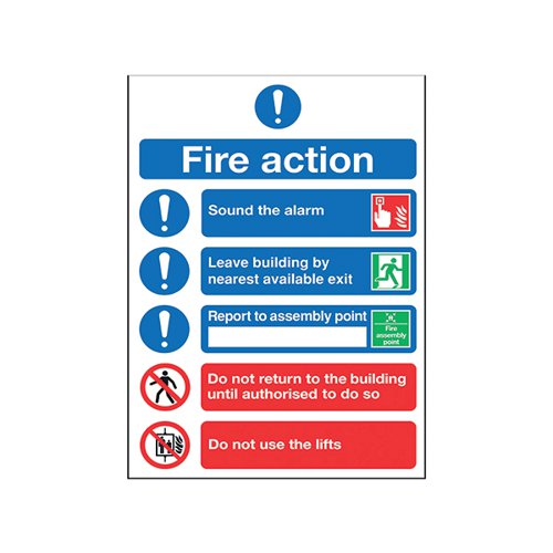 SAFETY SIGN FIRE ACTION SYMBOL A5 FR099A5