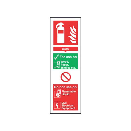 SAFETY SIGN FIRE EXTINGUISHER WATER 300X100MM SELF-ADHESIVE F200/S