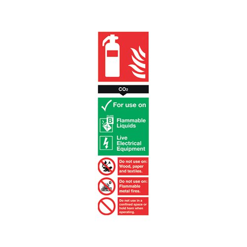 SAFETY SIGN CARBON DIOXIDE FIRE EXTINGUISHER 300X100MM PVC F103/R
