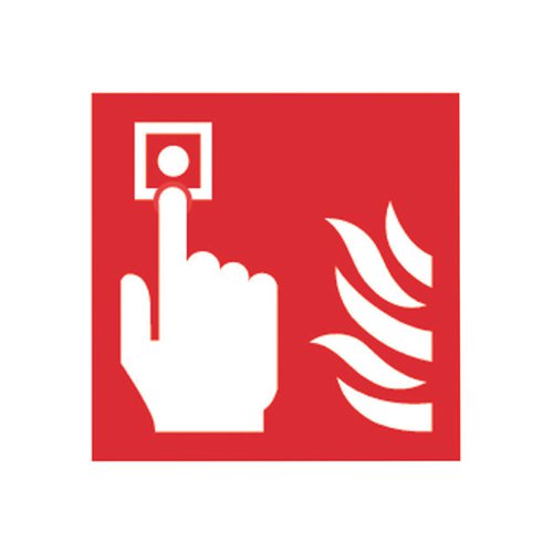 SAFETY SIGN FIRE ALARM 100X100MM SELF-ADHESIVE (PACK OF 5) KF68B/S