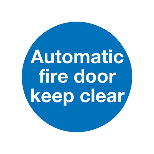 SAFETY SIGN AUTOMATIC FIRE DOOR 100X100MM SELF-ADHESIVE (PACK OF 5) KM73AS
