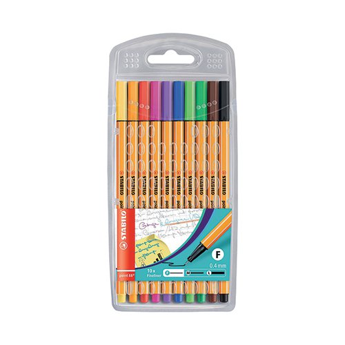 STABILO POINT 88 FINELINER PEN WALLET ASSORTED (PACK OF 10)