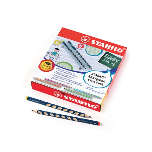 STABILO EASYGRAPH GRAPHITE PENCIL HB CLASSPACK LEFT AND RIGH