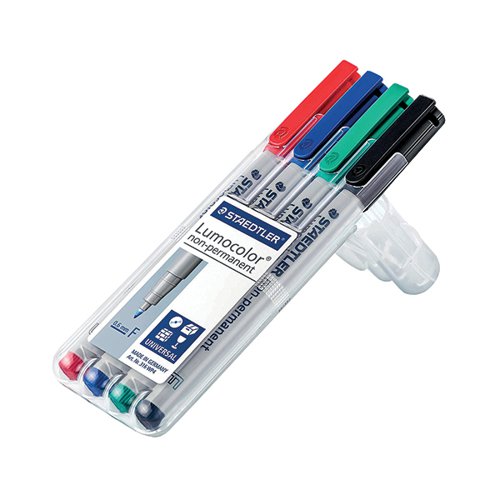 STAEDTLER LUMOCOLOUR NON-PERMANENT FINE ASSORTED (PACK OF 4)