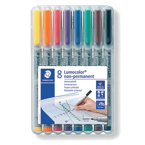 STAEDTLER LUMOCOLOR NON-PERMANENT FINE ASSORTED (PACK OF 8)