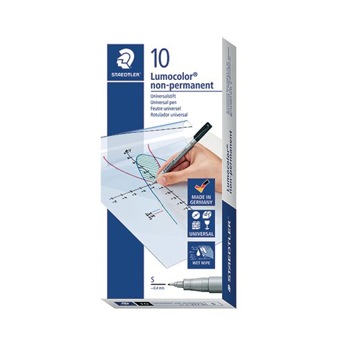 STAEDTLER LUMOCOLOR PEN SUPERFINE NON-PERMANENT BLACK (10 PA