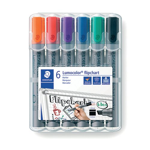 STAEDTLER FLIPCHART MARKER ASSORTED (6 PACK) 356WP6