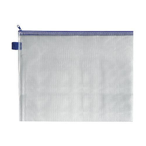 BDS MESH ZIP BAG 360X275MM BLUE ZIPPER (PACK OF 5)