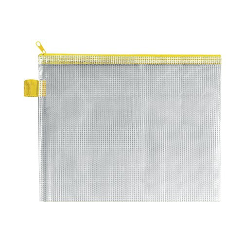 BDS MESH ZIP BAG 255X205MM YELLOW ZIPPER (PACK OF 5)