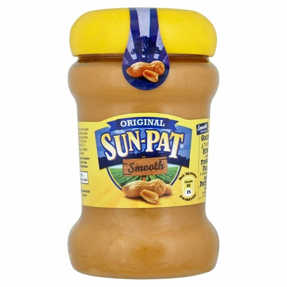 ORIGINAL SUN-PAT SMOOTH PEANUT BUTTER JARS (340g) x 6