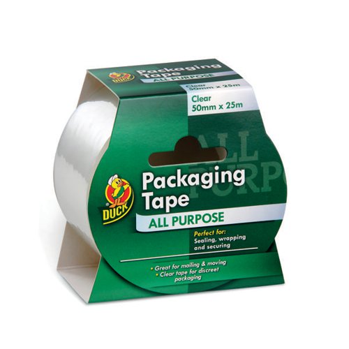 DUCKTAPE PACKAGING TAPE 50MMX25M CLEAR (PACK OF 6) 224499