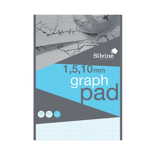SILVINE GRAPH PAD 1/5/10MM 50 SHEETS A4 A4GP1510