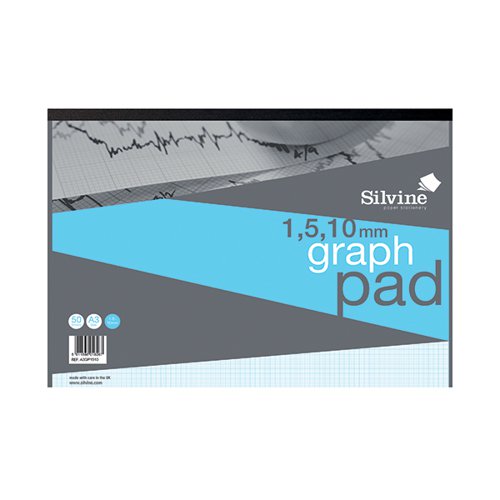 SILVINE GRAPH PAD 1/5/10MM 50 SHEETS A3 A3GP1510