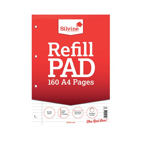 SILVINE RULED MARGIN PUNCHED HEADBOUND REFILL PAD 160 PAGES