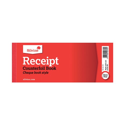 SILVINE RECEIPT BOOK WITH COUNTERFOIL 80X202MM (36 PACK) 233
