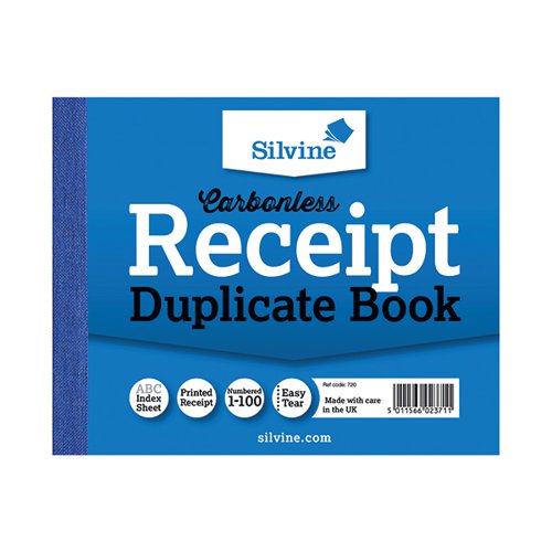 SILVINE CARBONLESS DUPLICATE RECEIPT BOOK 102X127MM (12 PACK