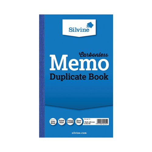 SILVINE CARBONLESS DUPLICATE MEMO BOOK 210X127MM (6 PACK) 70