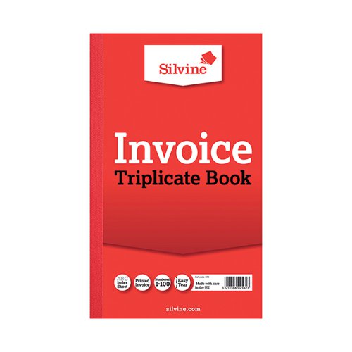 SILVINE TRIPLICATE INVOICE BOOK 210X127MM (PACK OF 6) 619