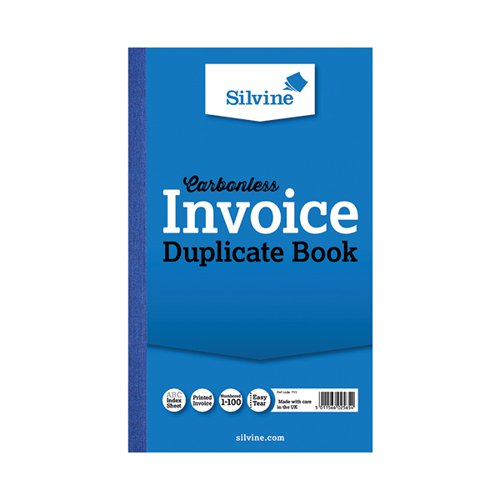 SILVINE CARBONLESS DUPLICATE INVOICE BOOK 210X127MM (6 PACK)