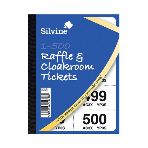CLOAKROOM AND RAFFLE TICKETS 1-500 (12 PACK) CRT500