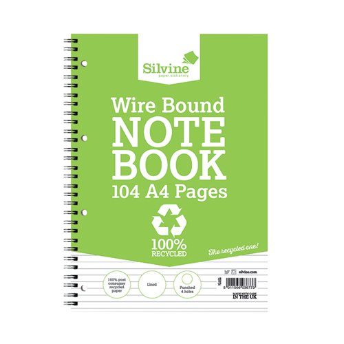 SILVINE EVERYDAY RECYCLED WIREBOUND NOTEBOOK A4 (PACK OF 12)