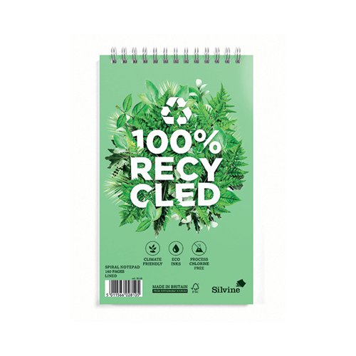 SILVINE PREMIUM RECYCLED REPORTERS NOTEBOOK 125X203MM 160 PA