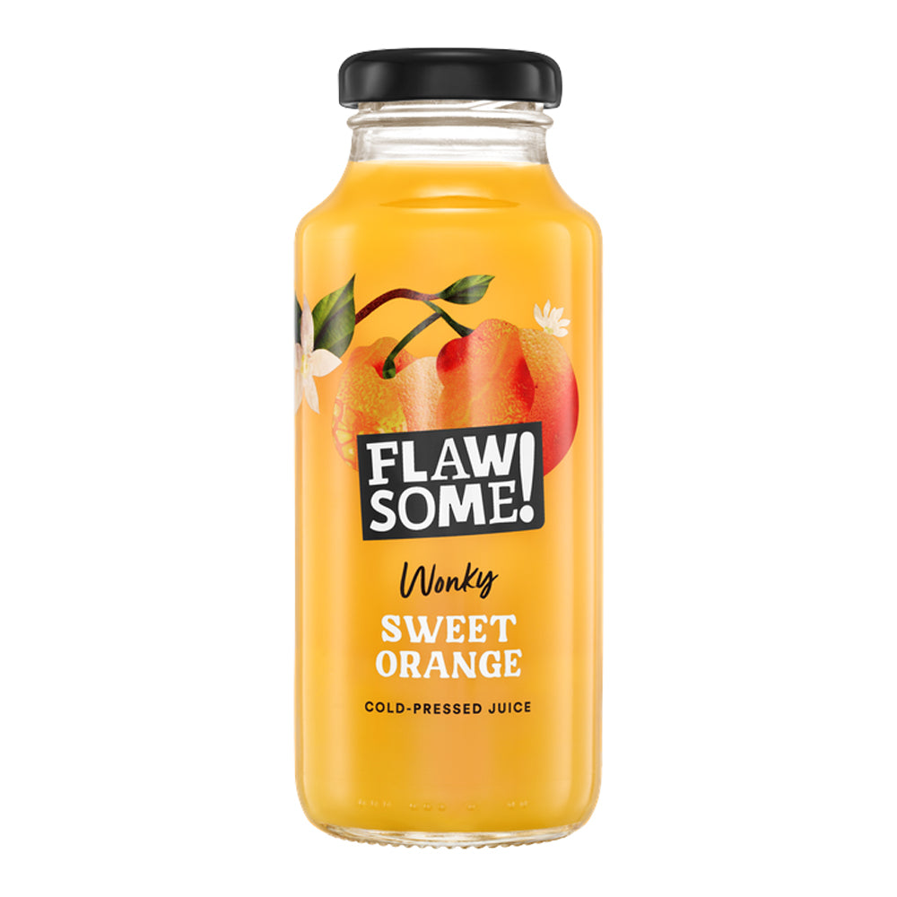 FLAWSOME! ORANGE JUICE GLASS BOTTLES (250ml) x 12