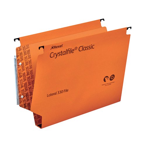 REXEL CRYSTALFILE CLASSIC 30MM LATERAL FILE ORANGE(PACK OF 2