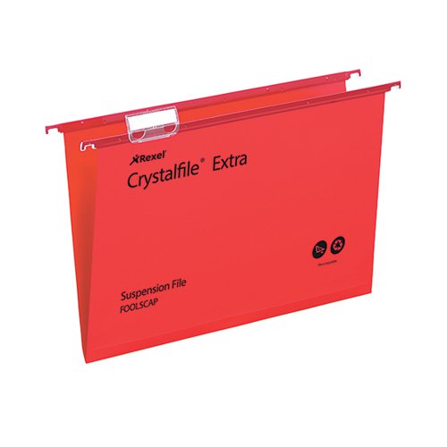 REXEL CRYSTALFILE EXTRA 15MM SUSPENSION FILE RED (PACK OF 25