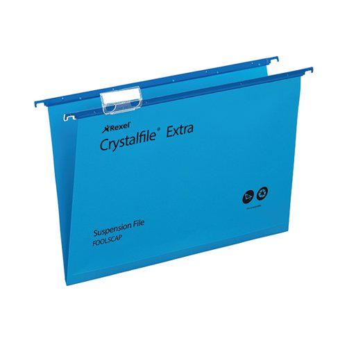 REXEL CRYSTALFILE EXTRA 15MM SUSPENSION FILE BLUE (PACK OF 2