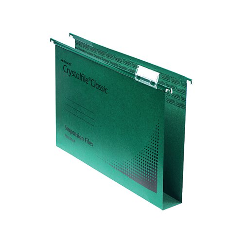 REXEL CRYSTALFILE EXTRA 30MM LATERAL FILE GREEN (PACK OF 25)